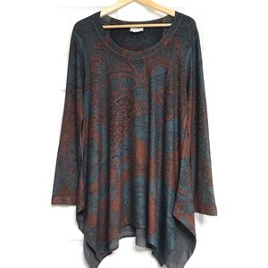 Soft Surroundings Long Sleeve Tunic, Grey Maroon